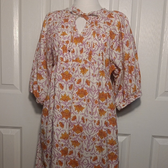 Universal Thread Babydoll Pink and Orange Floral Knee Length Dress - Picture 3 of 14